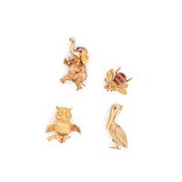 COLLECTION OF YELLOW GOLD ANIMAL BROOCHES