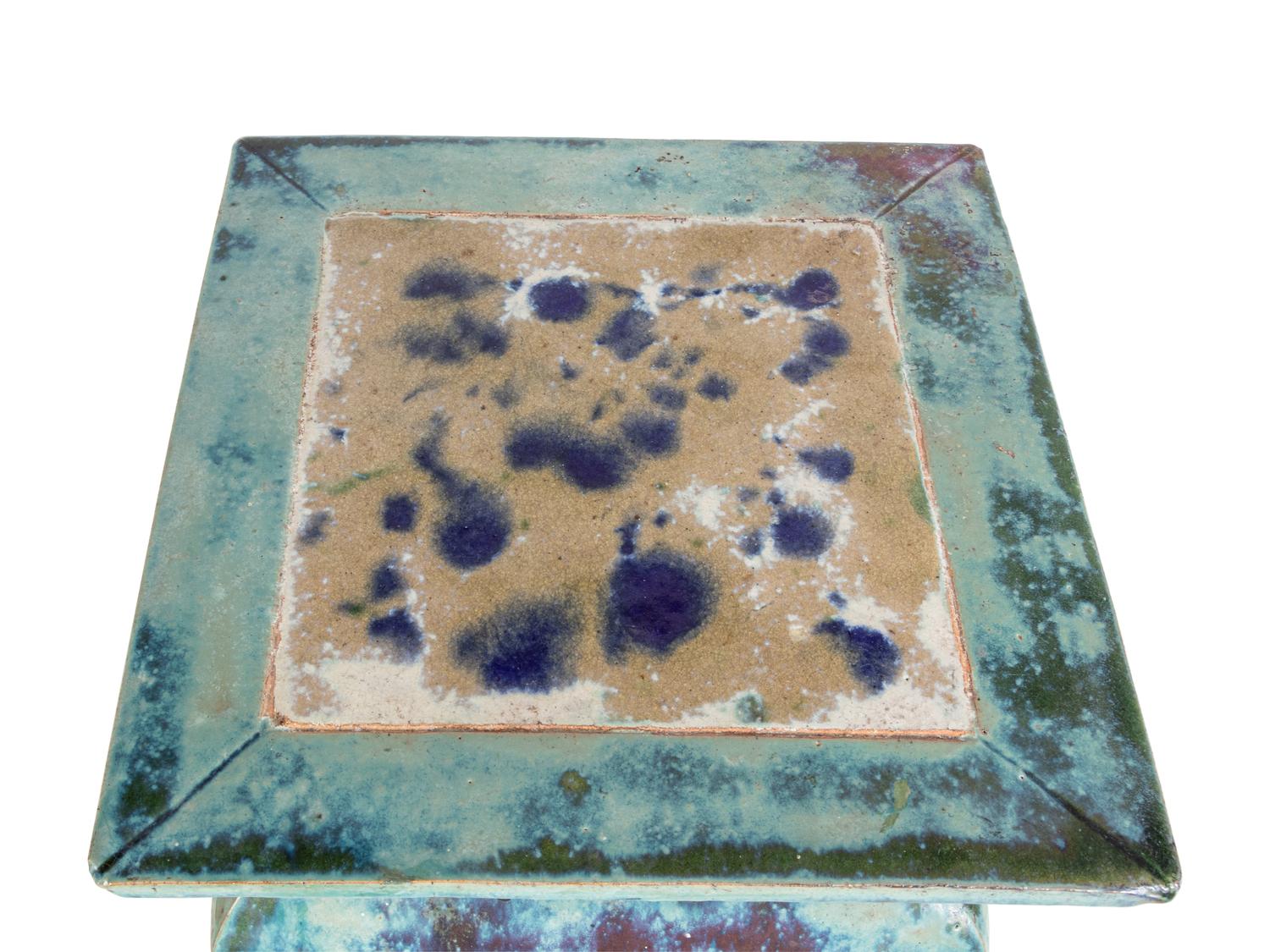 A Pair of Chinese Flambé Glazed Porcelain Square Stands