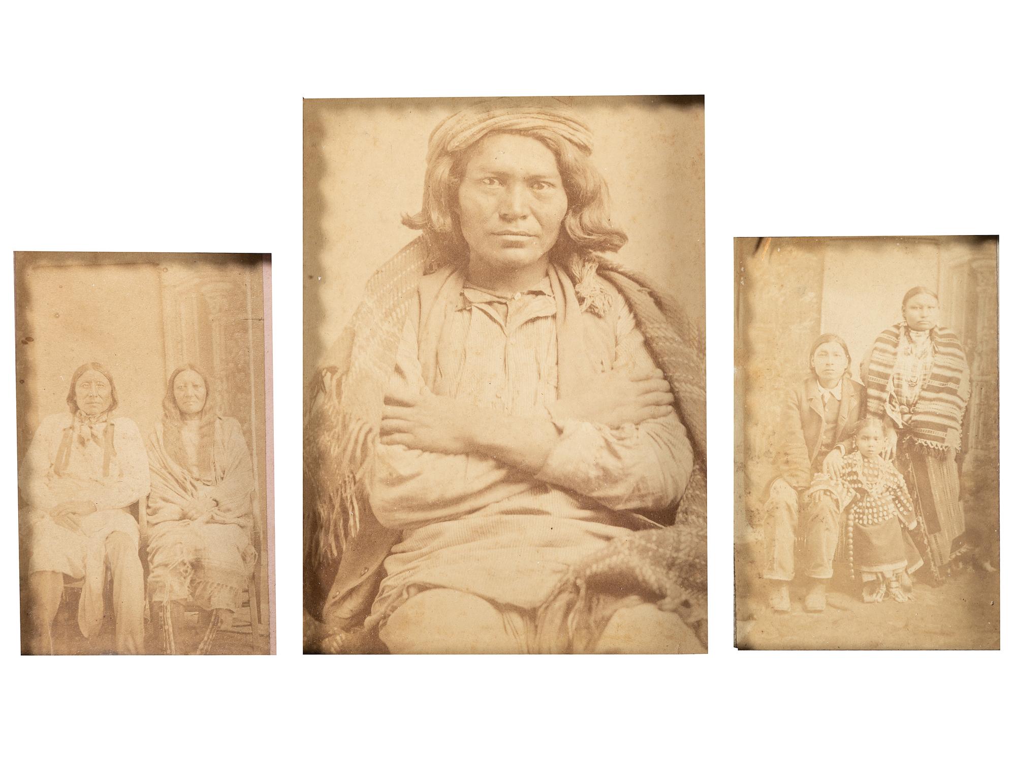 [NATIVE AMERICAN]. A group of 2 folk art carved frames containing photographs of Native American subjects.