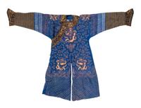 A Chinese Blue-Ground Summer Gauze 'Dragon' Robe, Jifu Height collar to hem 52 inches. — LATE 19TH/EARLY 20TH CENTURY