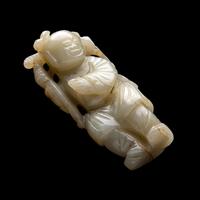 Four Chinese Celadon and White Jade Carvings, 20th Century 近代 青白玉把件四枚