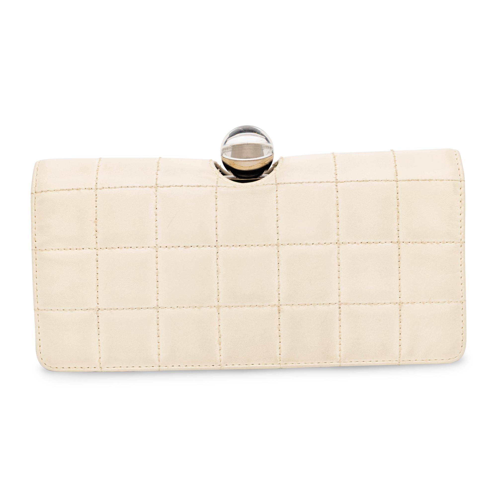 Chanel, Quilted White & Black Leather Clutch
