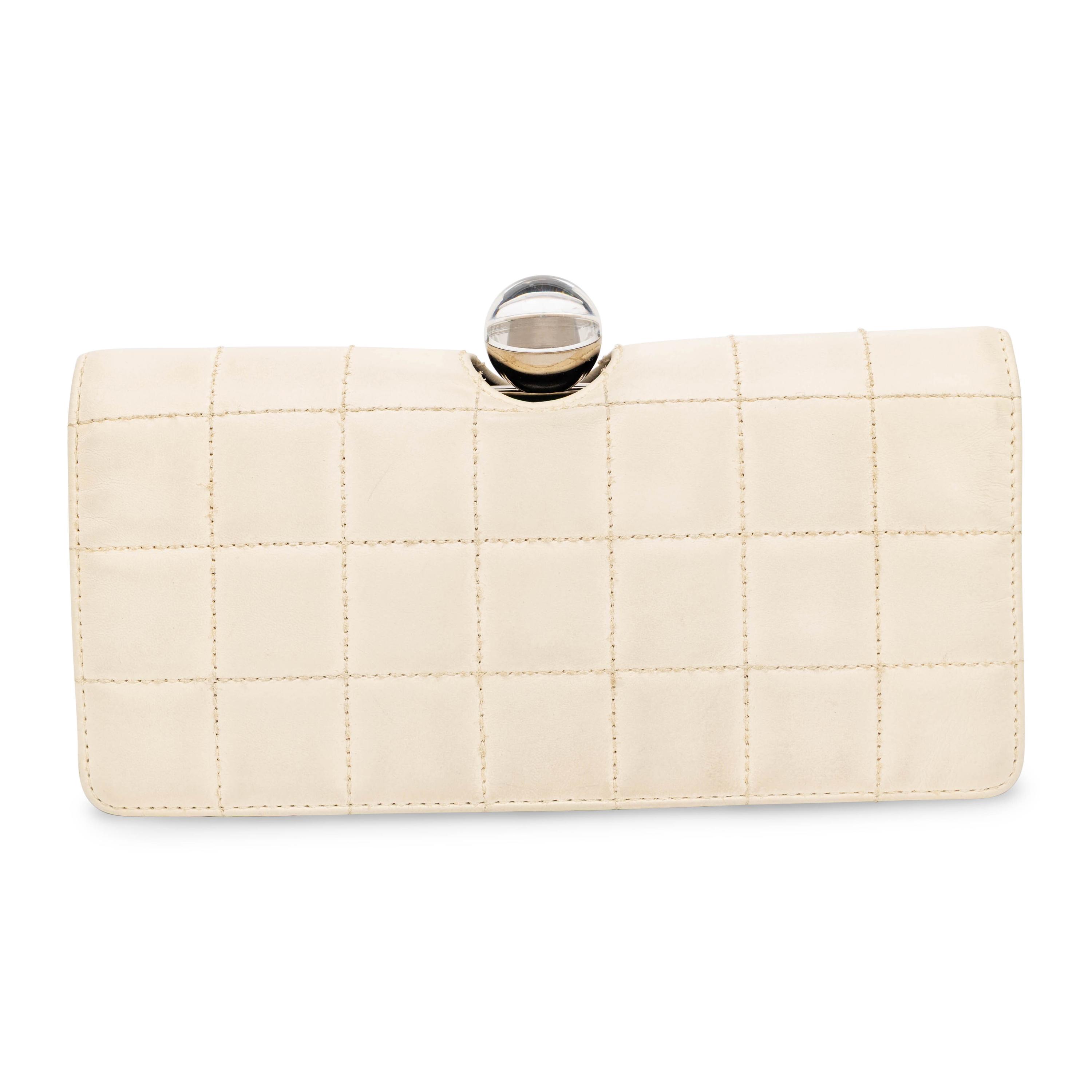 Chanel, Quilted White & Black Leather Clutch
