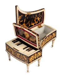 A Palais Royal Gilt Metal Mounted Tortoise Shell Piano Form Nécessaire Case