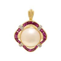 Mabé Pearl, Ruby, and Diamond Pendant