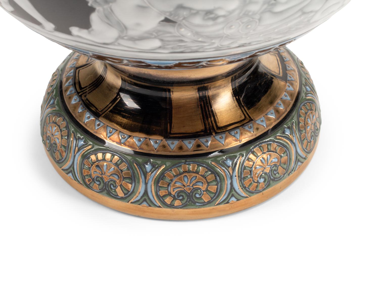 A Pair of Minton Style Porcelain Covered Vases