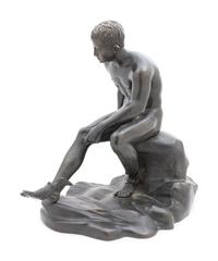 A Grand Tour Patinated Bronze of Seated Mercury