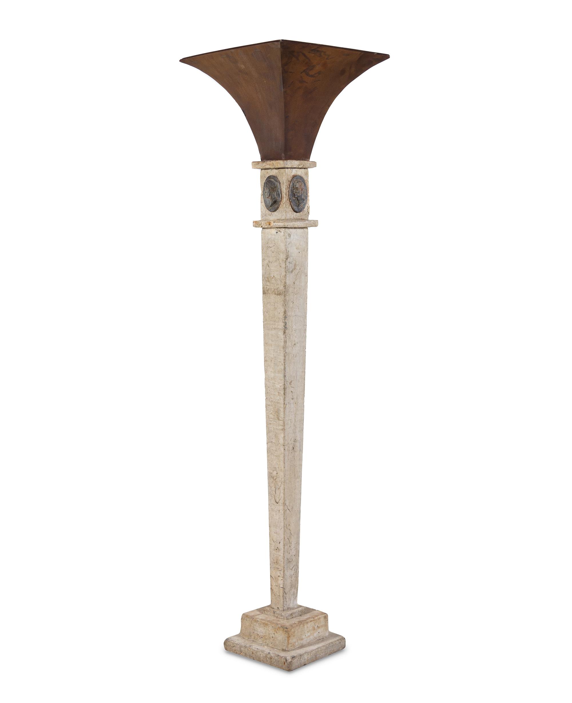 A Roman Revival Cast Stone Floor Lamp