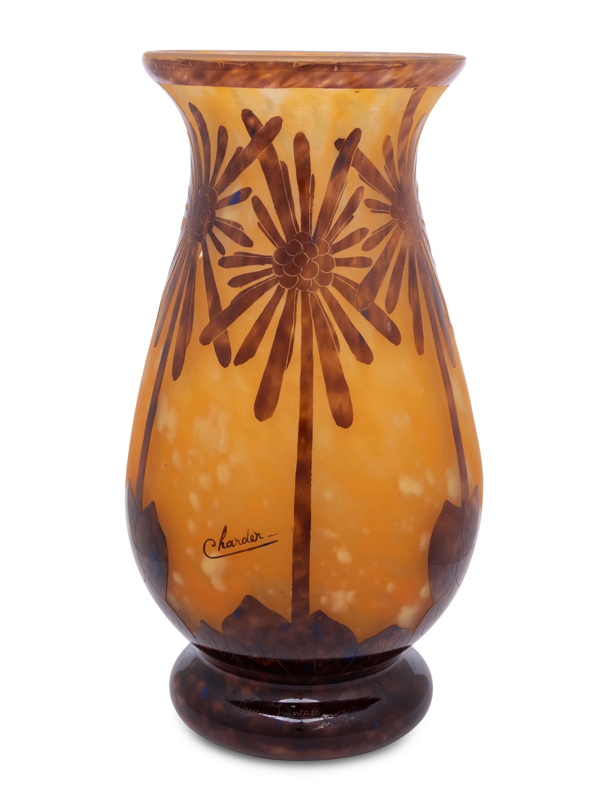 A Le Verre Français Charder Cameo Glass Vase