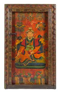 A Tibetan Polychrome Lacquer Door 19TH CENTURY Height 68 1/4 x width 41 3/4 inches. — 19TH CENTURY