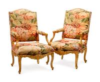 A Pair of Regence Style Giltwood Fauteuils