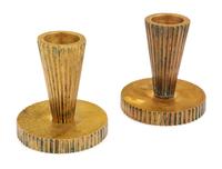 A Pair of Continental Art Deco Brass Candlesticks Height 3 1/2 inches. — FIRST HALF 20TH CENTURY