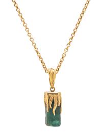 EMERALD CRYSTAL AND YELLOW GOLD PENDANT NECKLACE