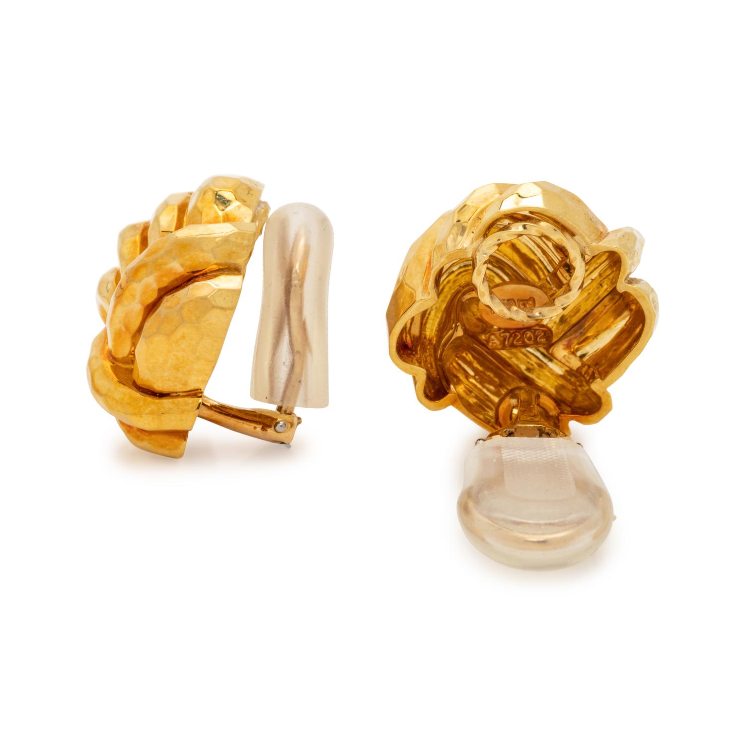 HENRY DUNAY, YELLOW GOLD EARCLIPS