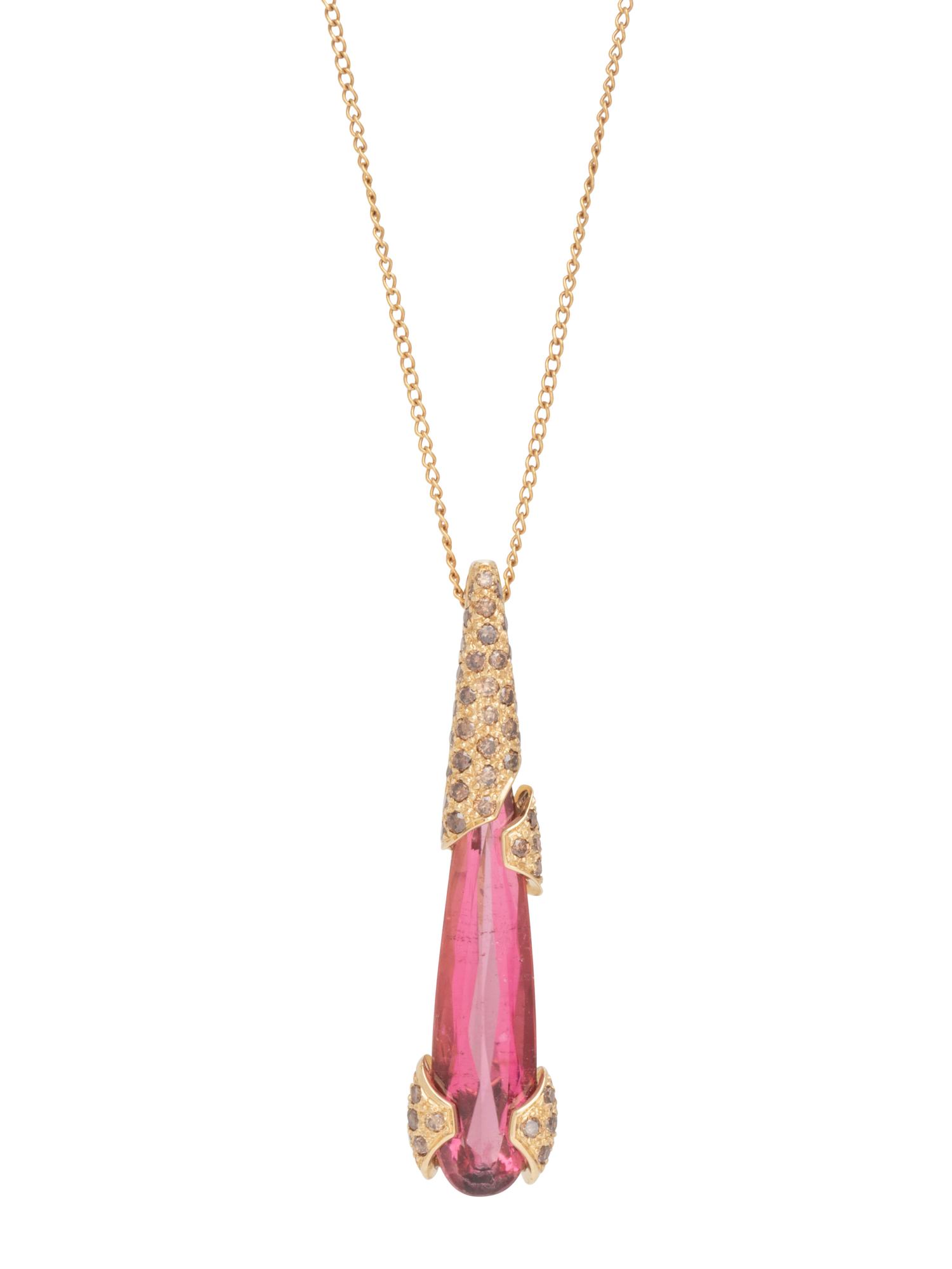 WANDER, CUPRIAN TOURMALINE AND COLORED DIAMOND 'STILETTO SERIES' PENDANT/NECKLACE