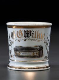 A Coffin Maker or Undertaker's Porcelain Occupational Shaving Mug