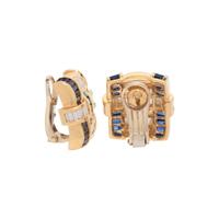 CHARLES KRYPELL, DIAMOND, SAPPHIRE, AND EMERALD CLIP EARRINGS