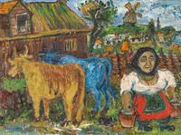 Peasant Woman with Cows