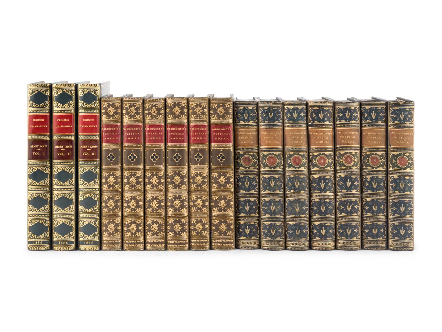 [BINDINGS] -- [LITERATURE] -- [POETRY]. A group of 3 works, all in full leather bindings, including works primarily related to literature and poetry, comprising: