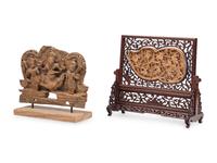 Two Asian Wood Carvings 木雕兩件