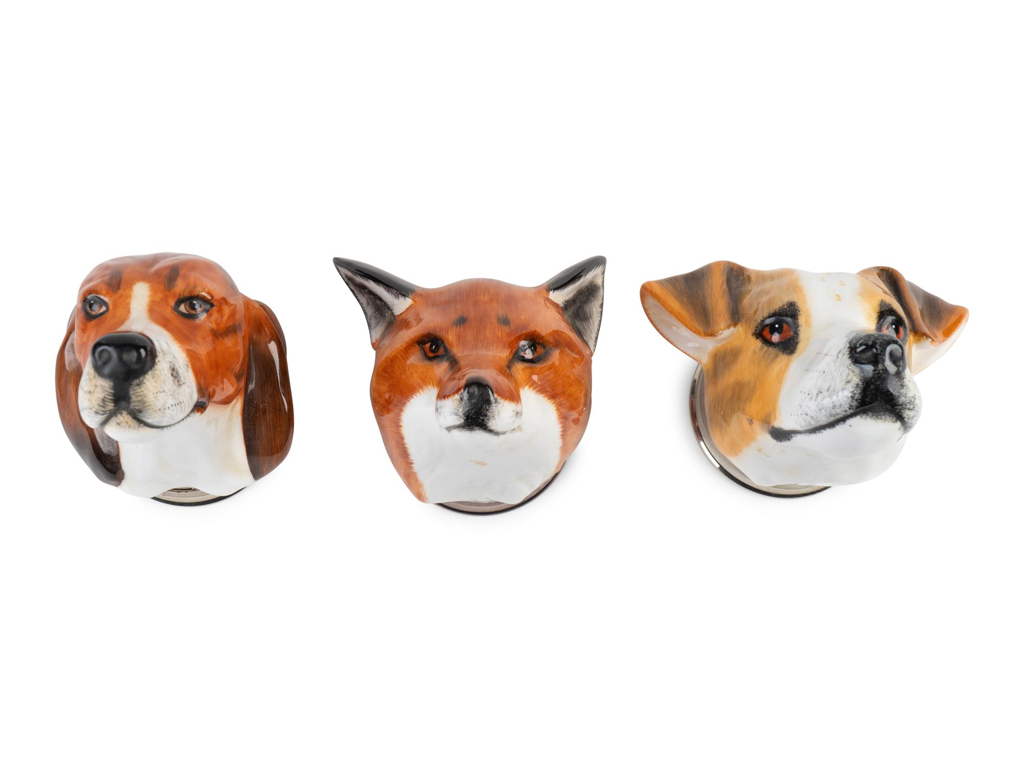 Three Royal Stratford Porcelain Stirrup Cups — 20TH CENTURY