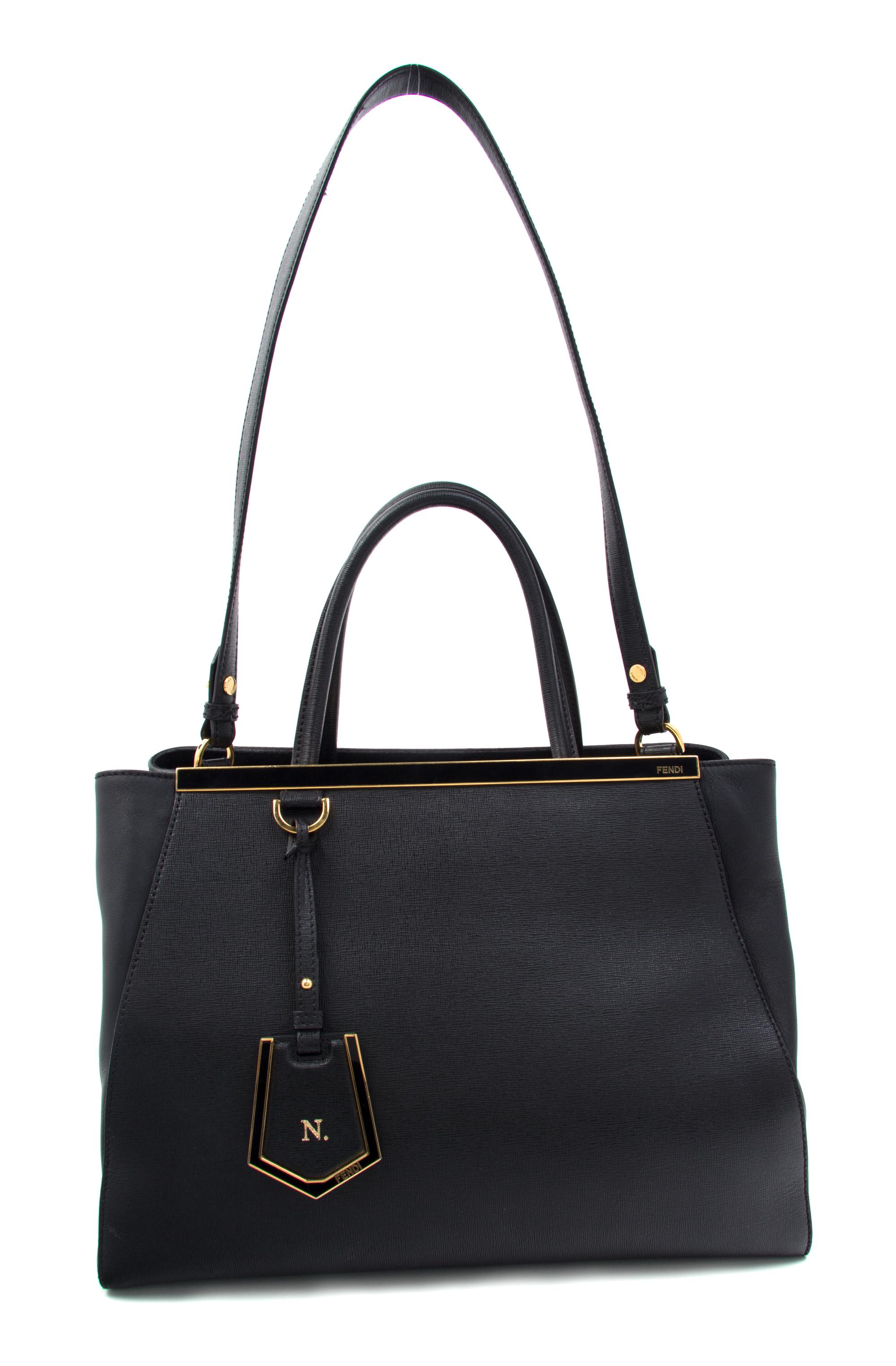 A Fendi Black Leather 2Jours Medium Satchel, 14.5" x 10" x 6".