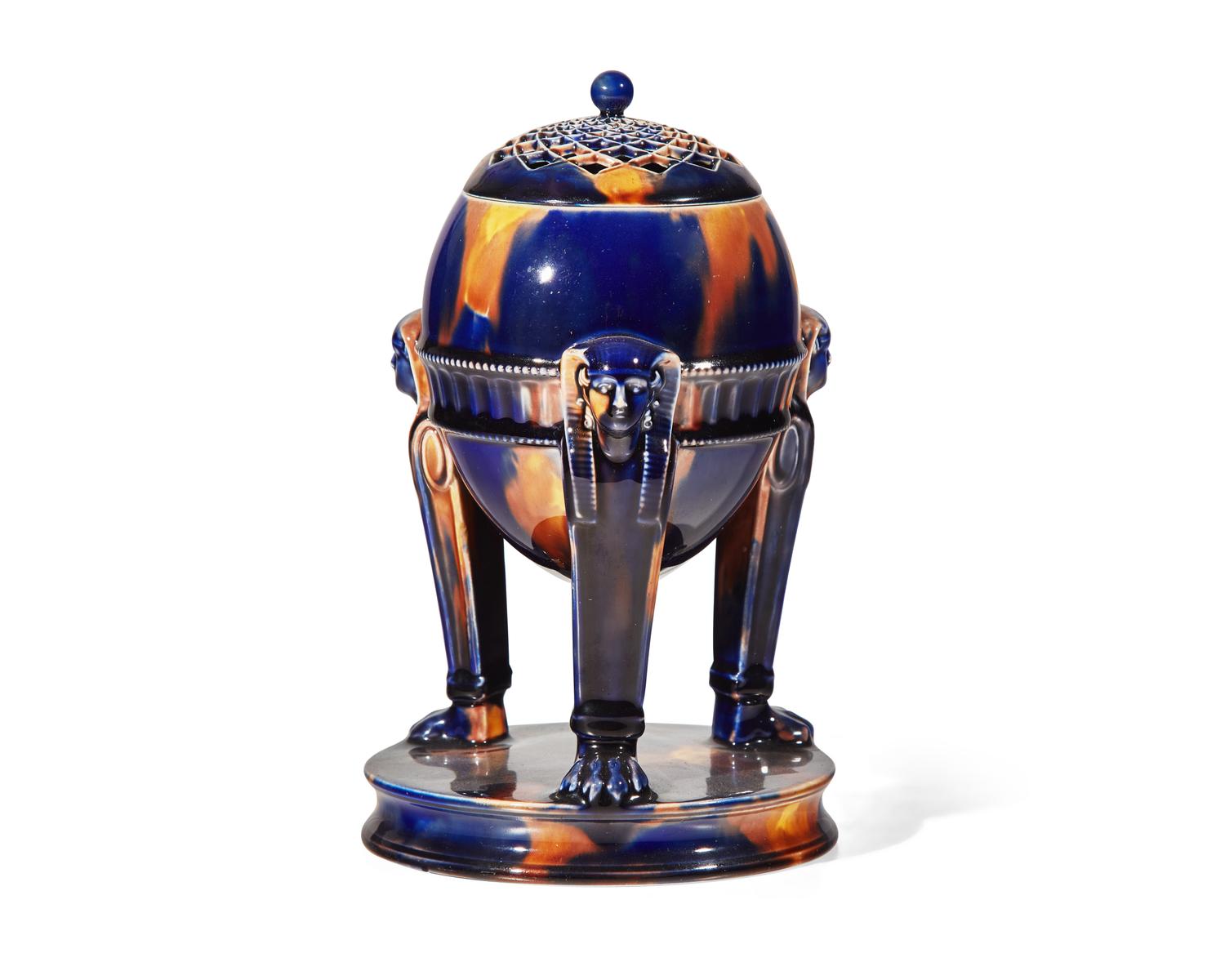 A Wedgwood Majolica Egyptian Revival Pastille Burner