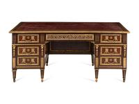 A Louis XVI Style Gilt Bronze Mounted Mahogany Bureau Plat
