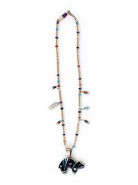 14K Gold Necklace, with Reversible Mosaic Inlay Bear Pendant