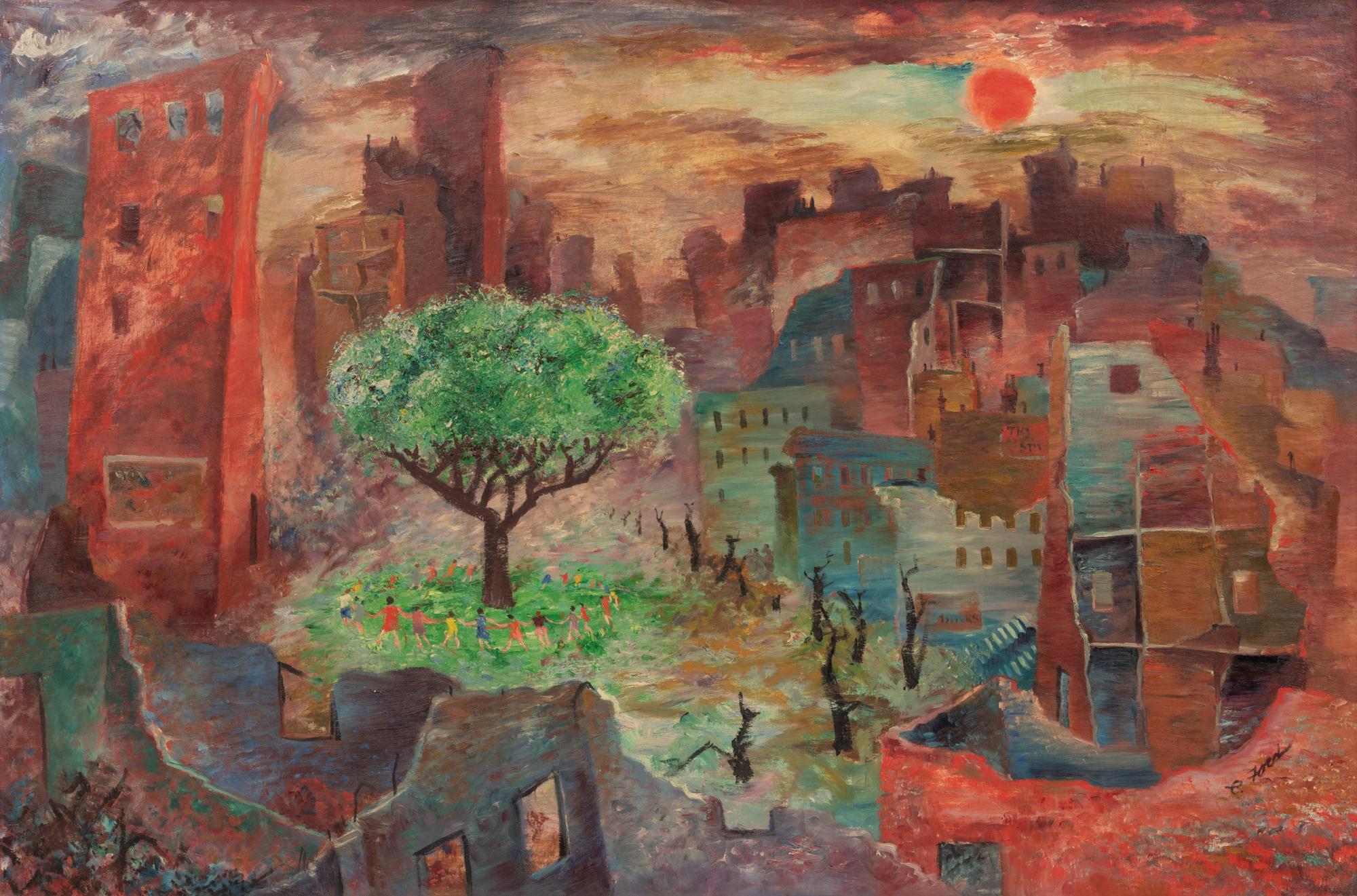 Untitled (Children Playing in Cityscape)