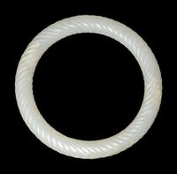 A Pair of White Jade 'Twisted Rope' Bangles