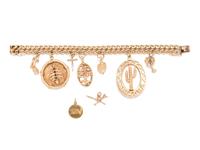 A Yellow Gold Charm Bracelet,