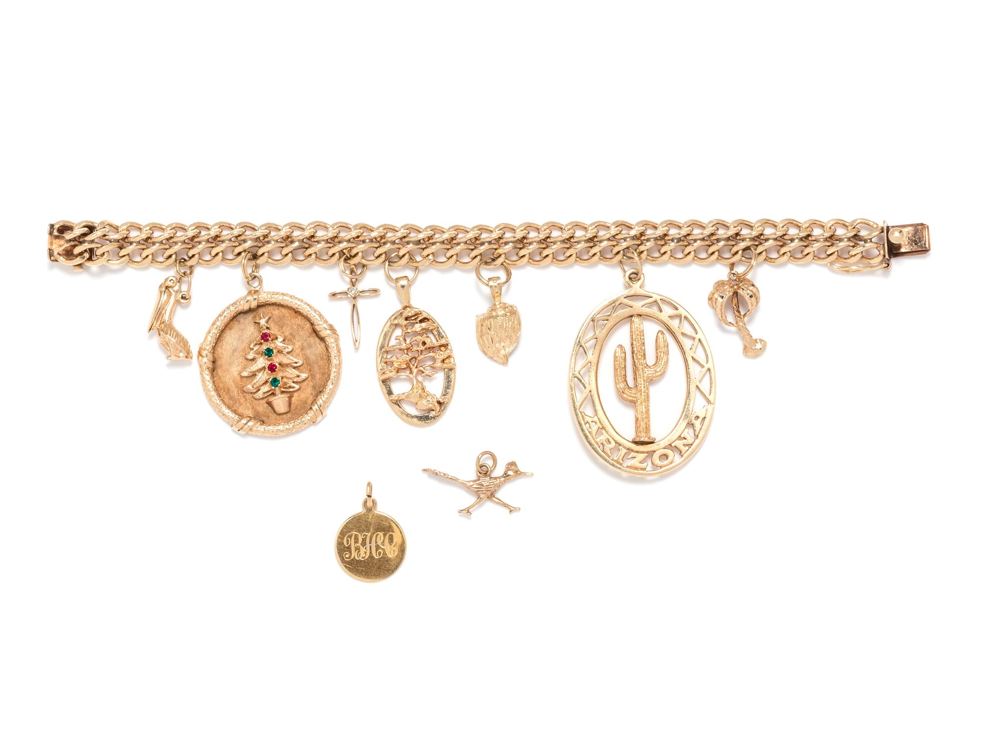 A Yellow Gold Charm Bracelet,