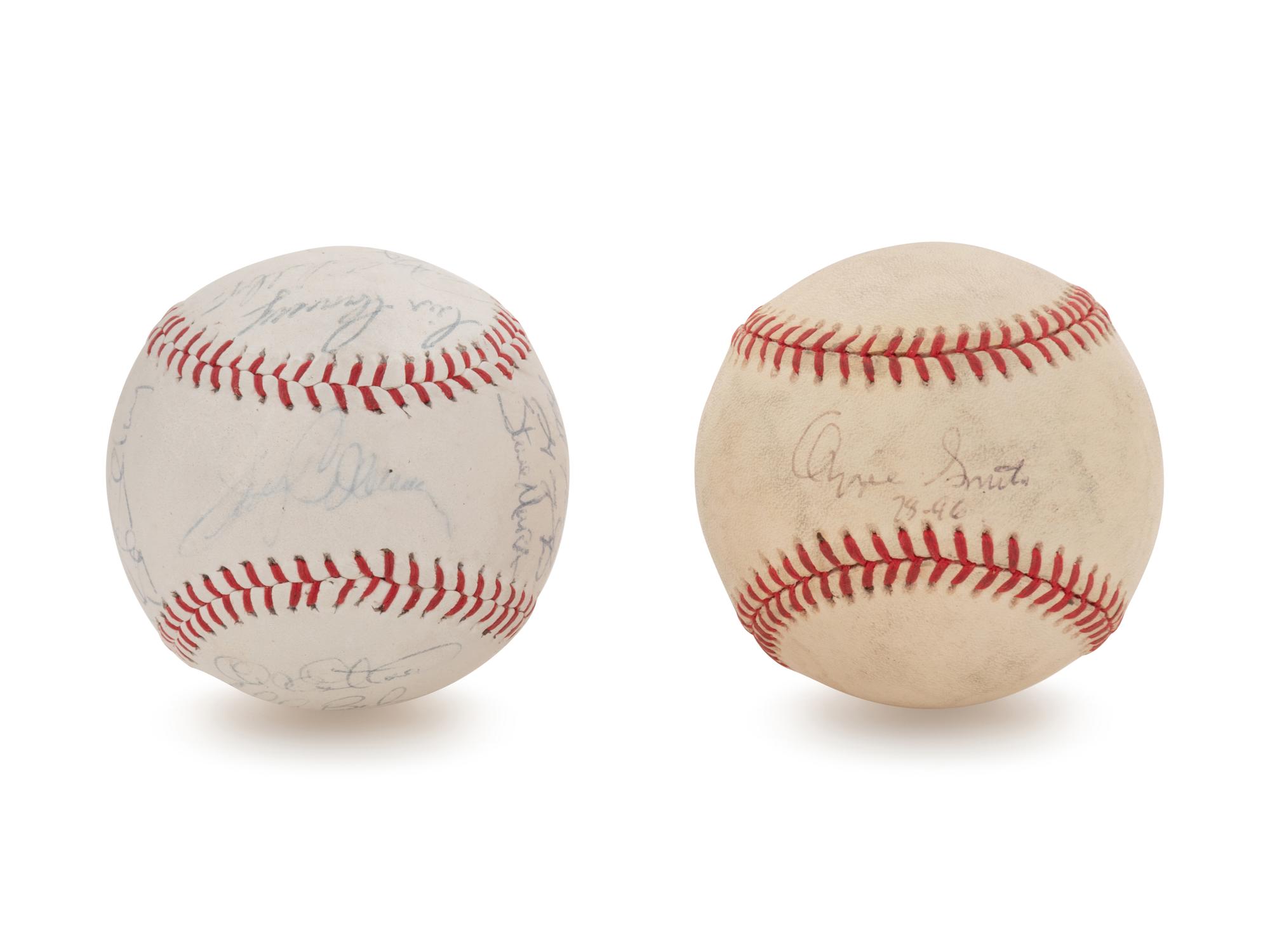 Two Ozzie Smith Signed Baseballs