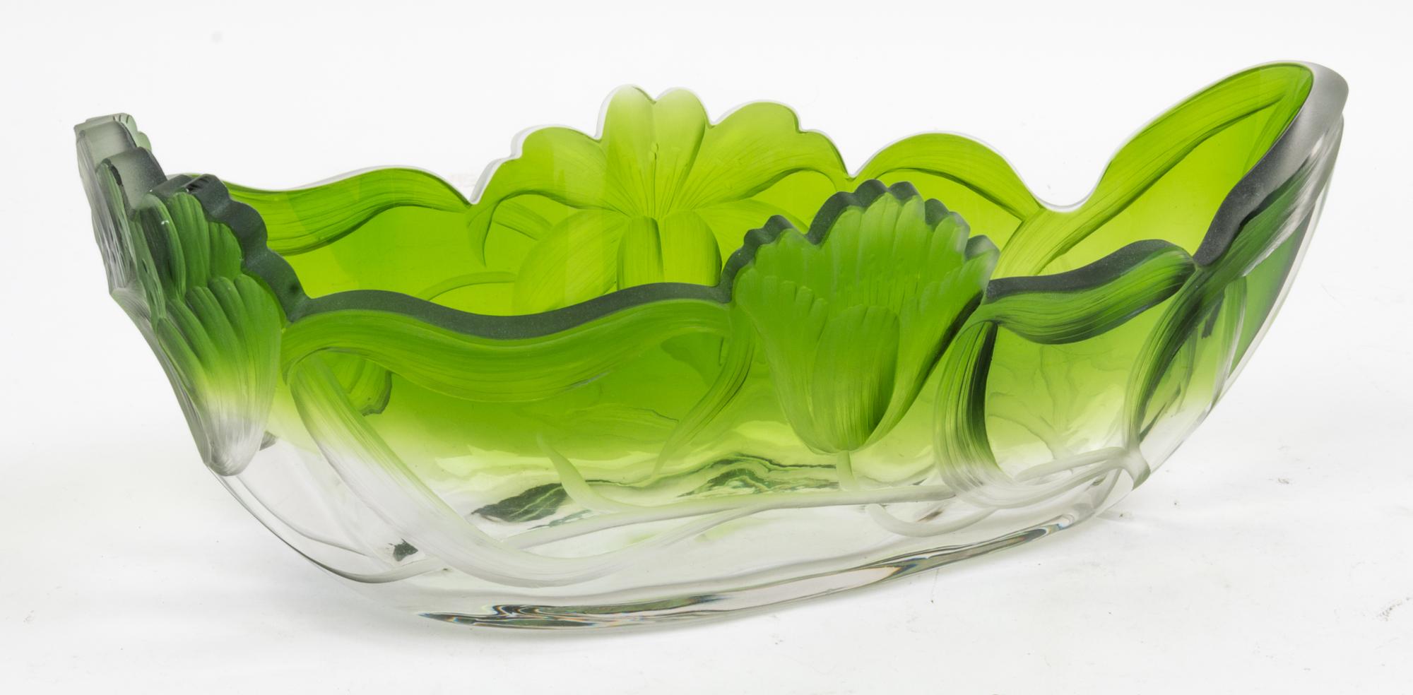 An Art Nouveau Wheel Cut Glass Bowl Width 13 1/2 inches. — MOSER