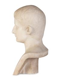 A Carved Marble Bust of a Young Man