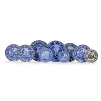 Eight Historical Blue Staffordshire plates and a black Staffordshire transferware plate with Philadelphia views J. Stubbs, R. Stevenson, J. & W. Ridgway, circa 1830