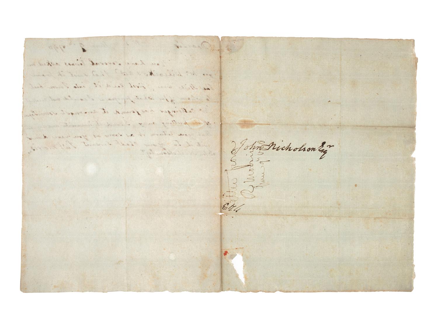 [SIGNER]. MORRIS, Robert (1734-1806). Autograph letter signed ("Robt. Morris"), from Prune Street debtors' prison. [Philadelphia], 9 June 1798.