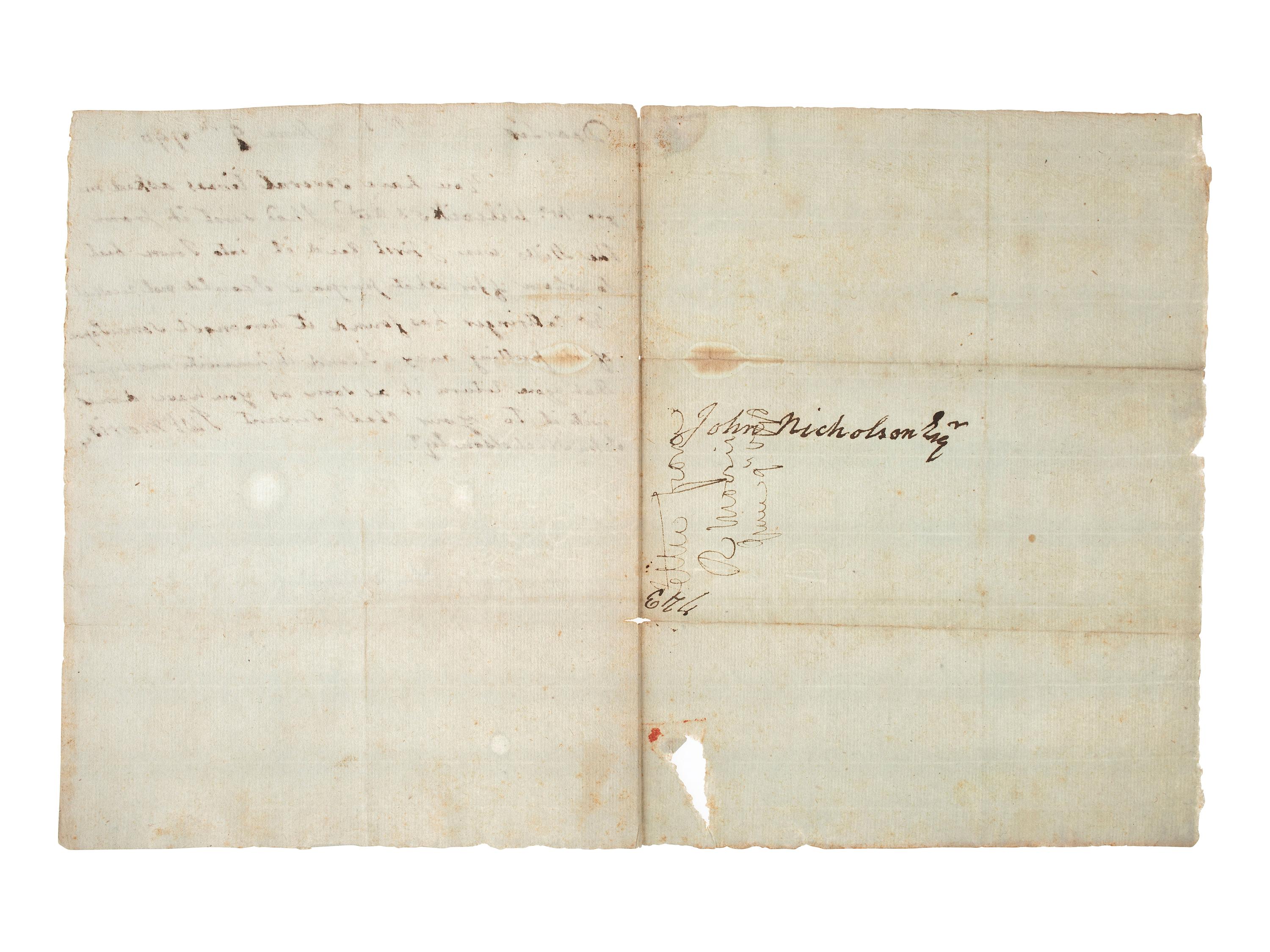 [SIGNER]. MORRIS, Robert (1734-1806). Autograph letter signed ("Robt. Morris"), from Prune Street debtors' prison. [Philadelphia], 9 June 1798.