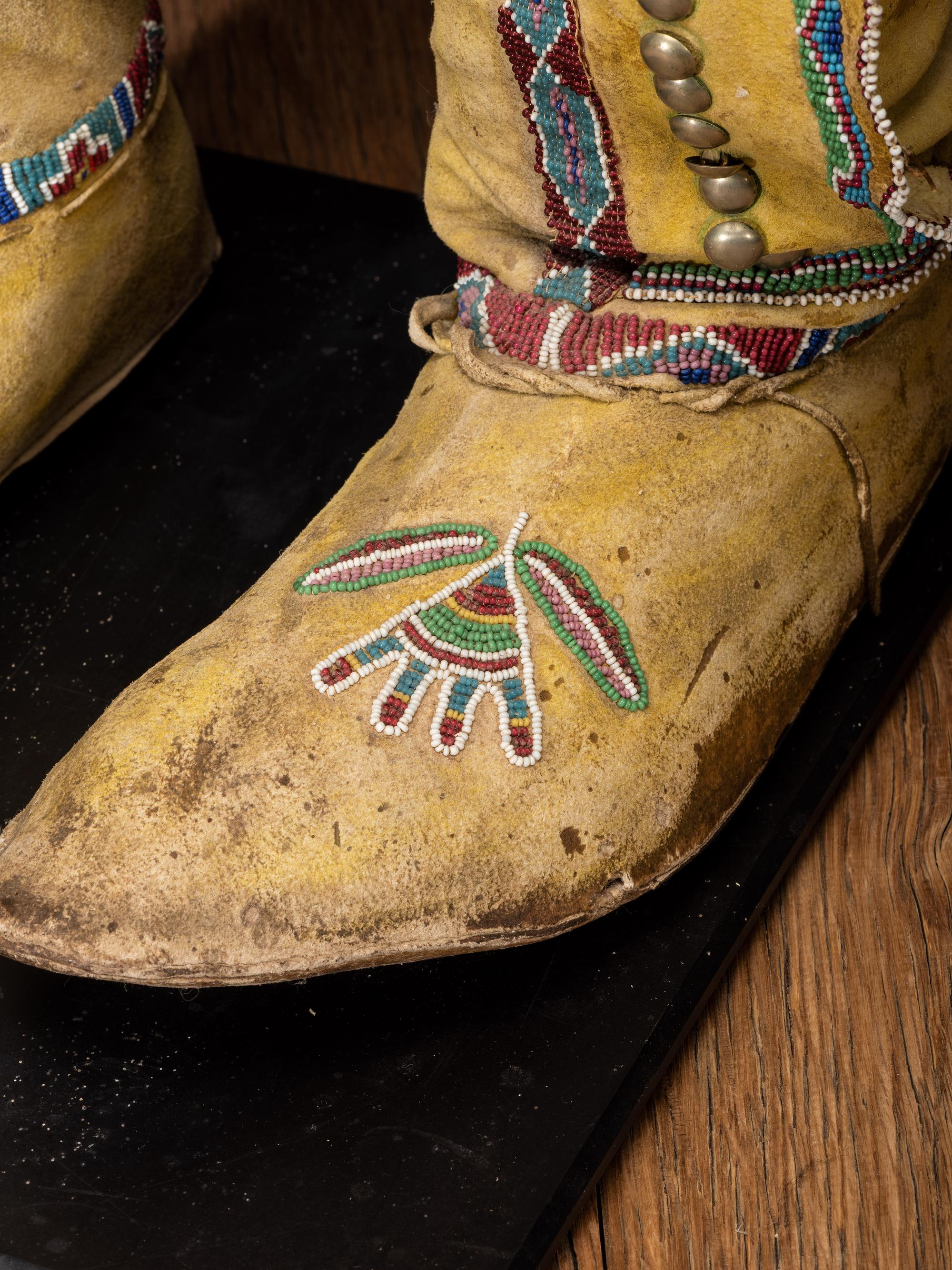 Kiowa Beaded Hide Boot Moccasins