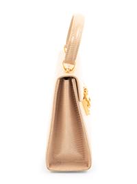 Gucci Taupe Pink Lizard Front Lock Handbag