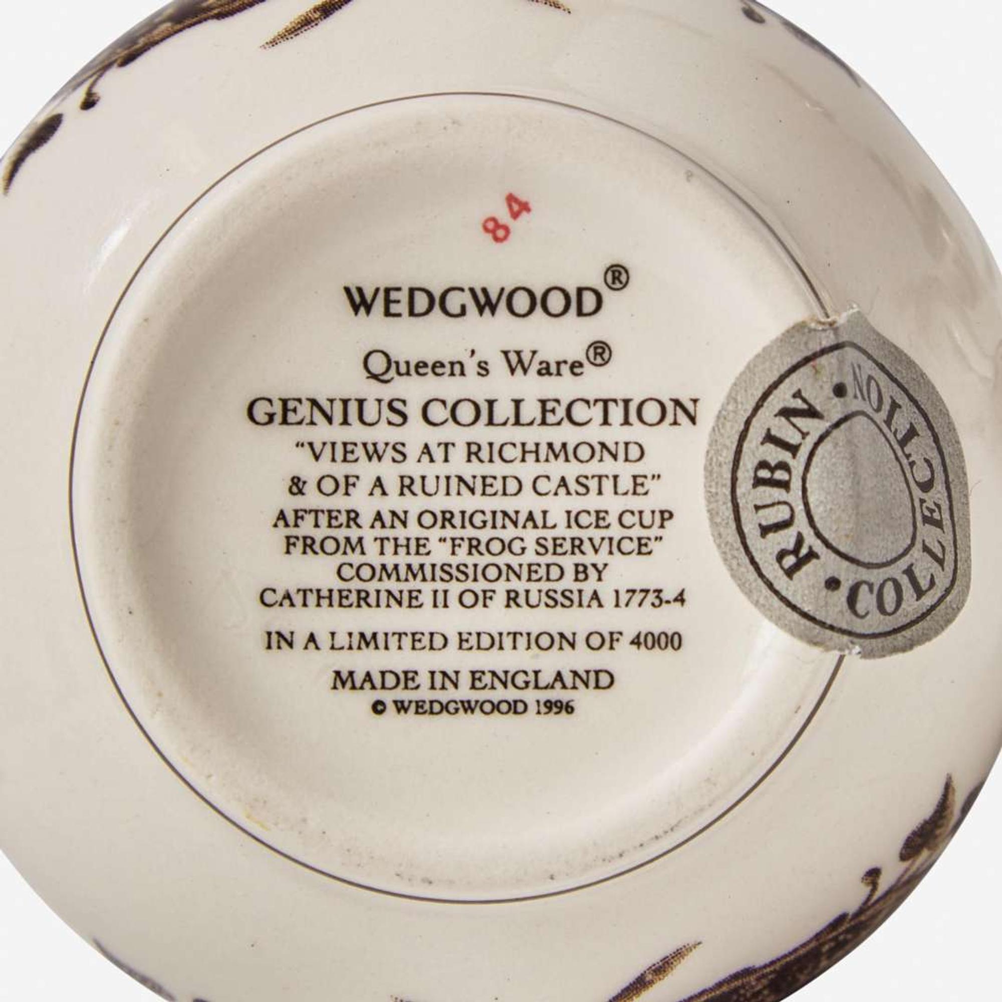 A set of Wedgwood Queensware Frog Service Reproductions UK, circa 2000