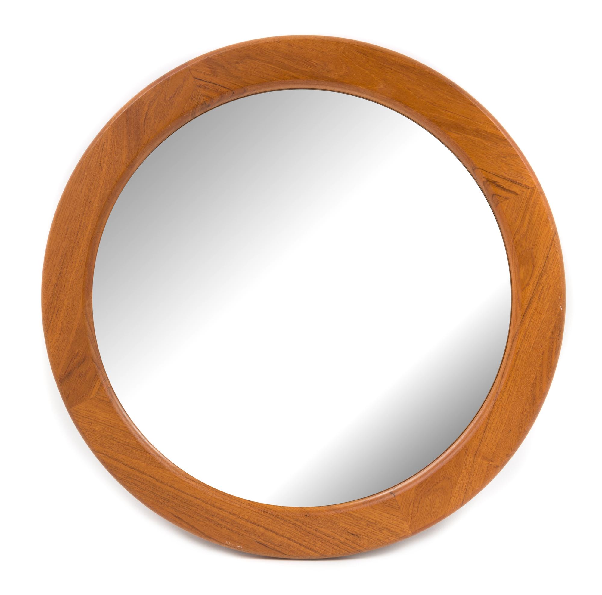 Danish, c.1960, a circular teak mirror
