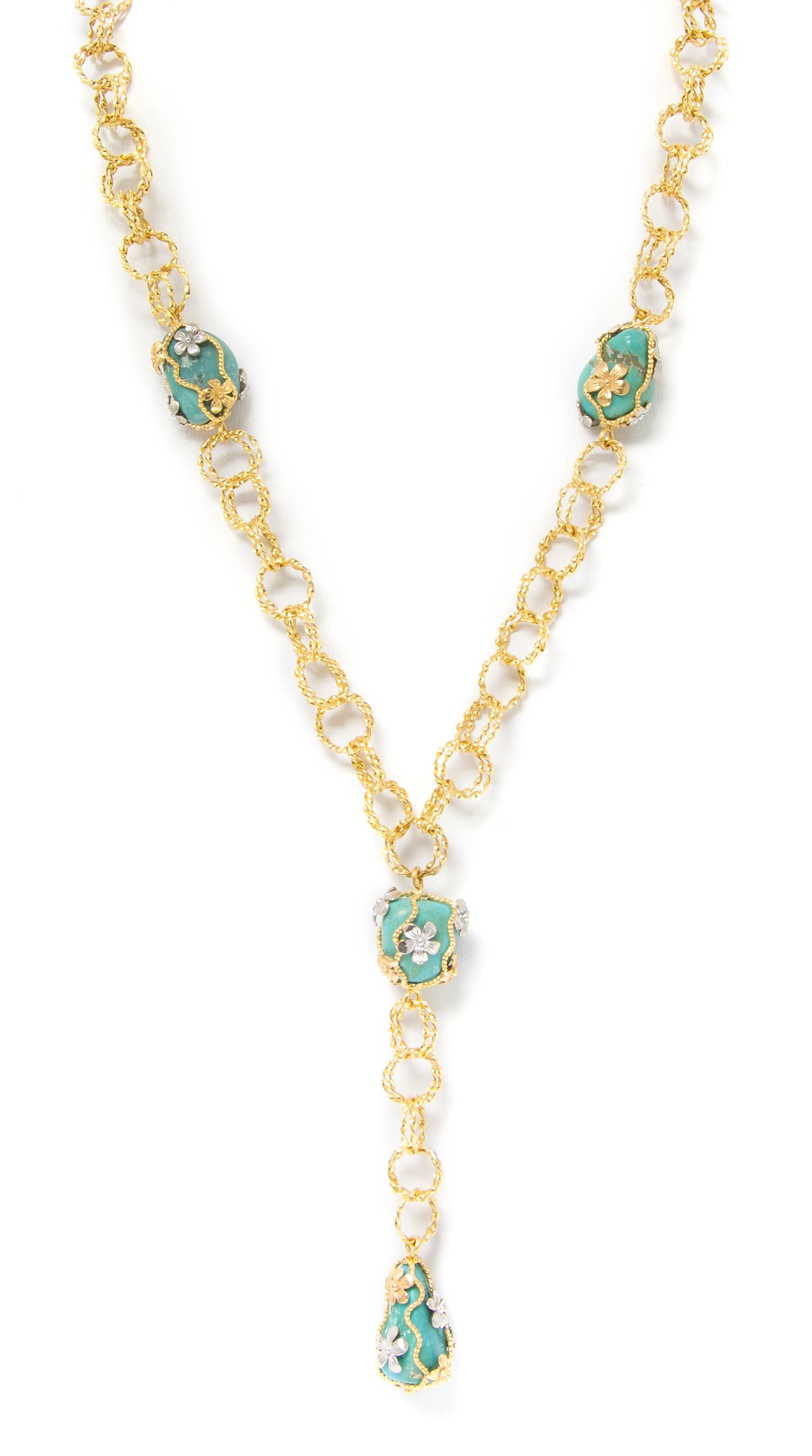A Yellow Gold and Turquoise Necklace, Al-Zain, 21.80 dwts.
