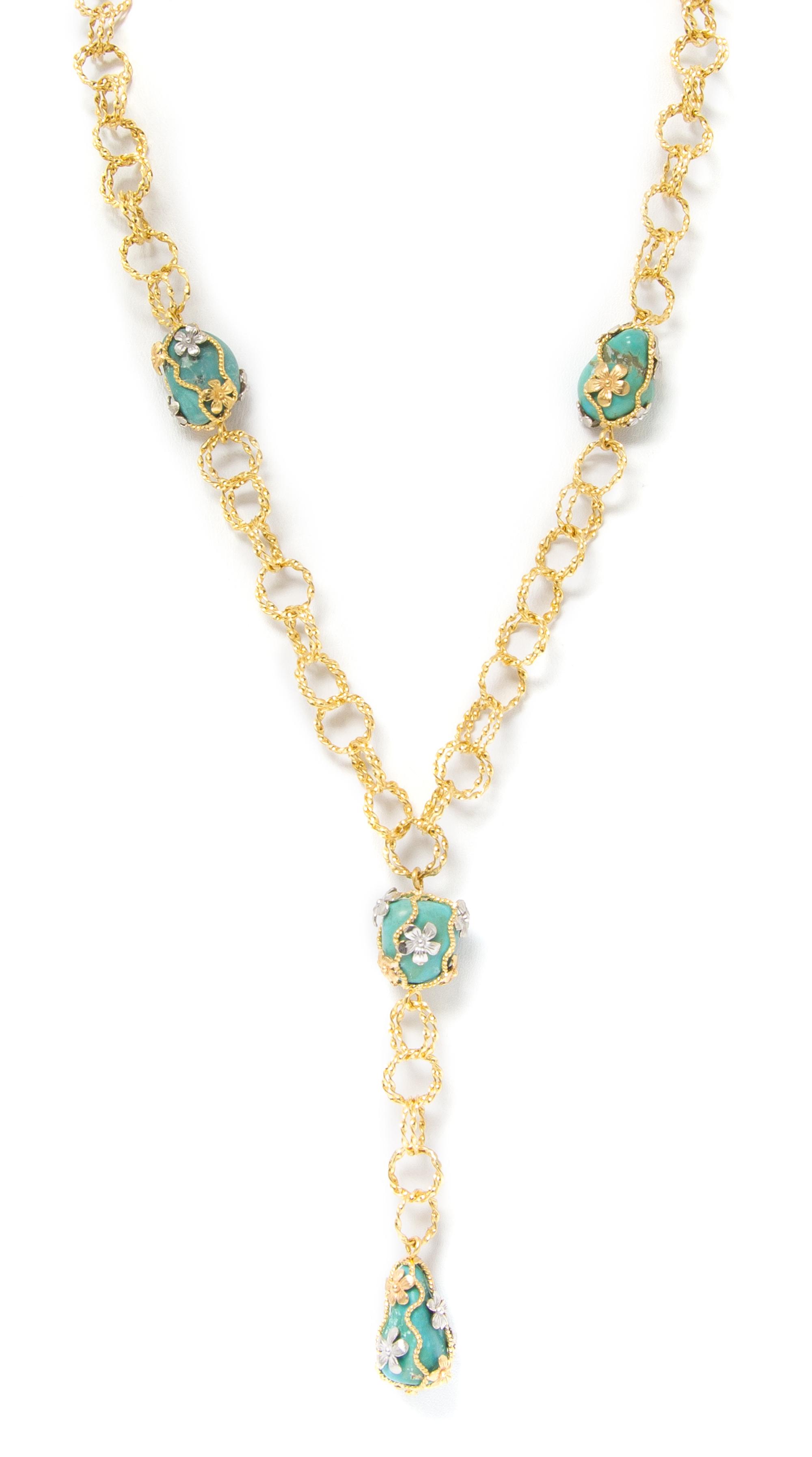 A Yellow Gold and Turquoise Necklace, Al-Zain, 21.80 dwts.