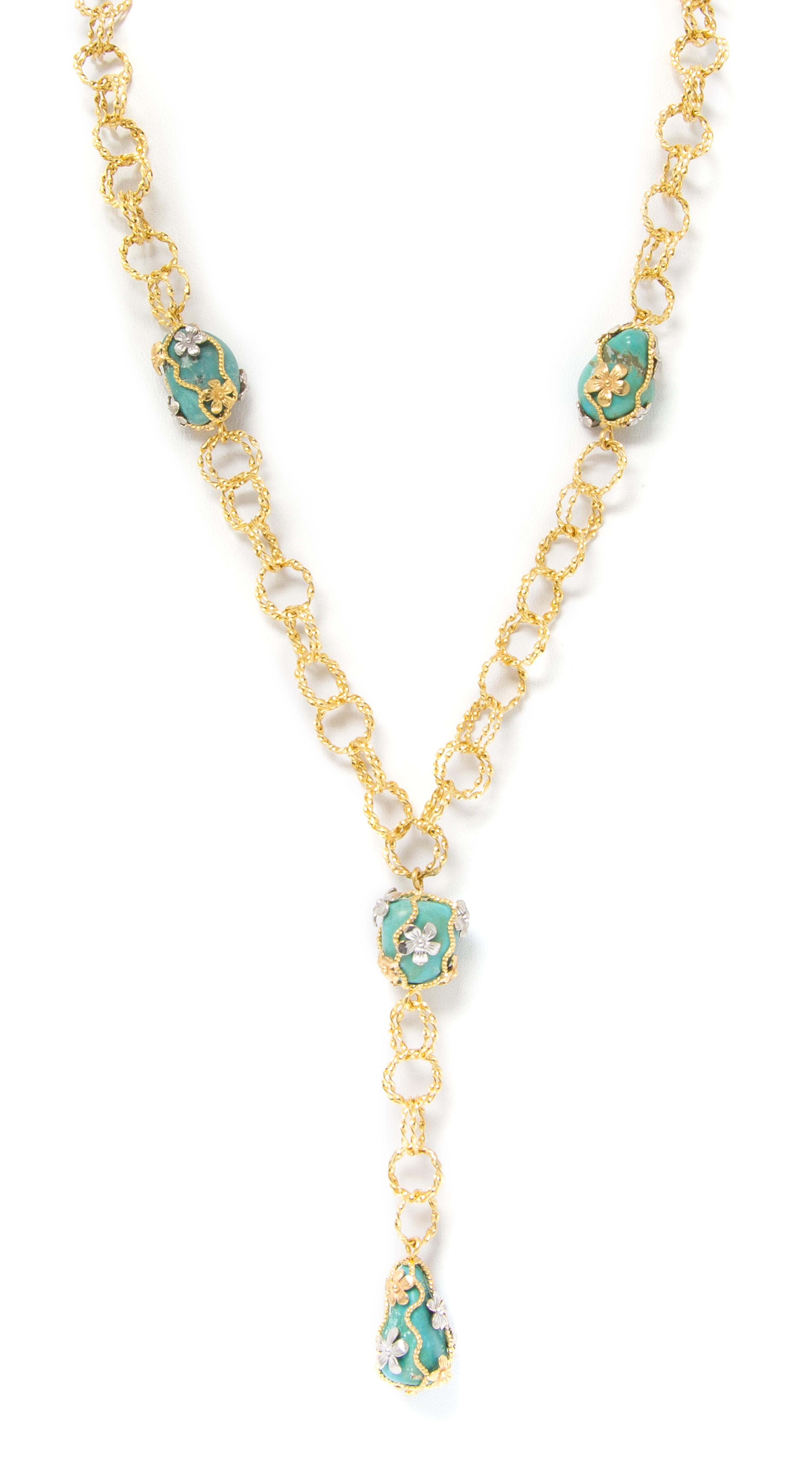 A Yellow Gold and Turquoise Necklace, Al-Zain, 21.80 dwts.