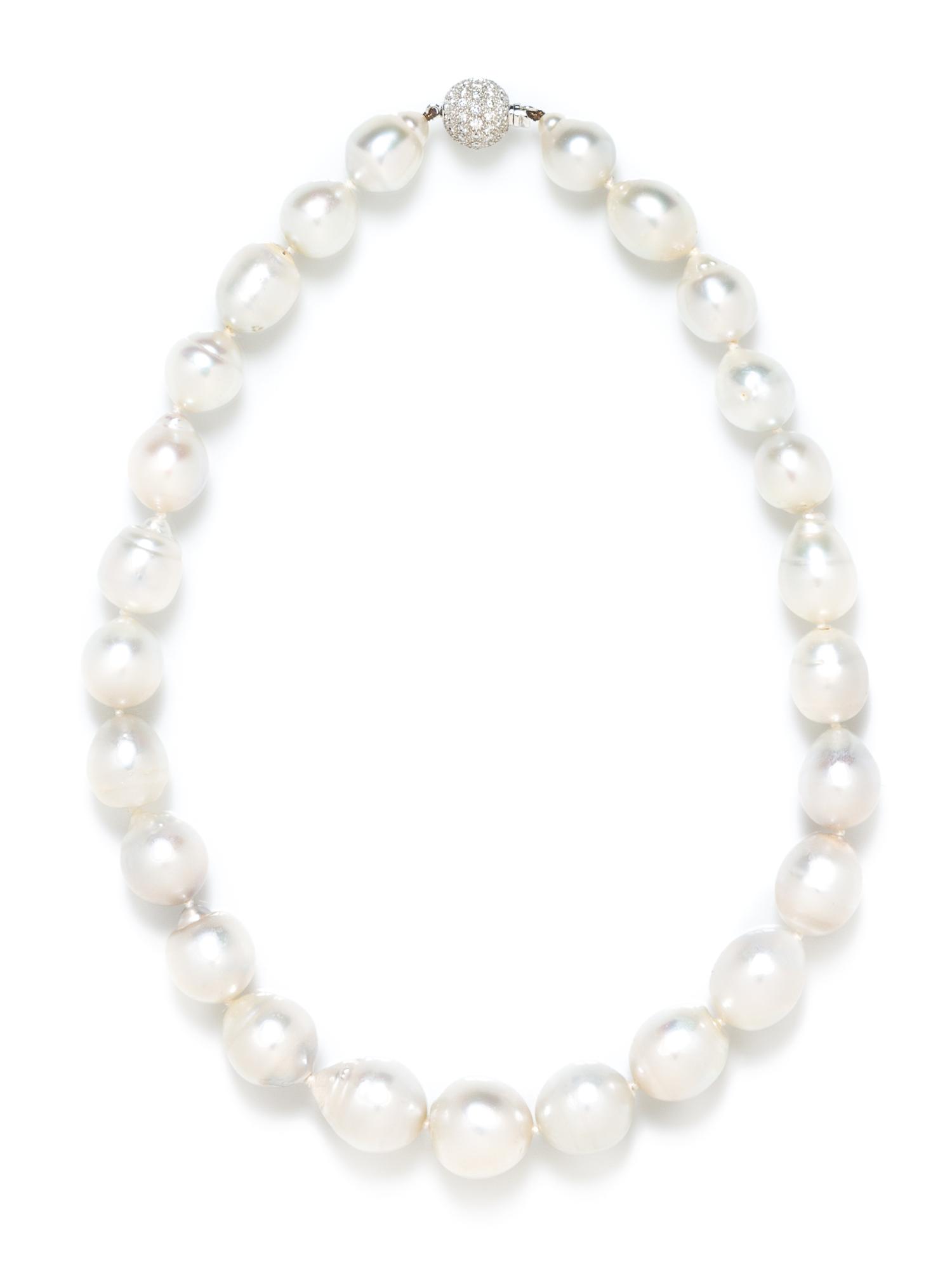A White Gold, Diamond and Cultured South Sea Pearl Necklace,