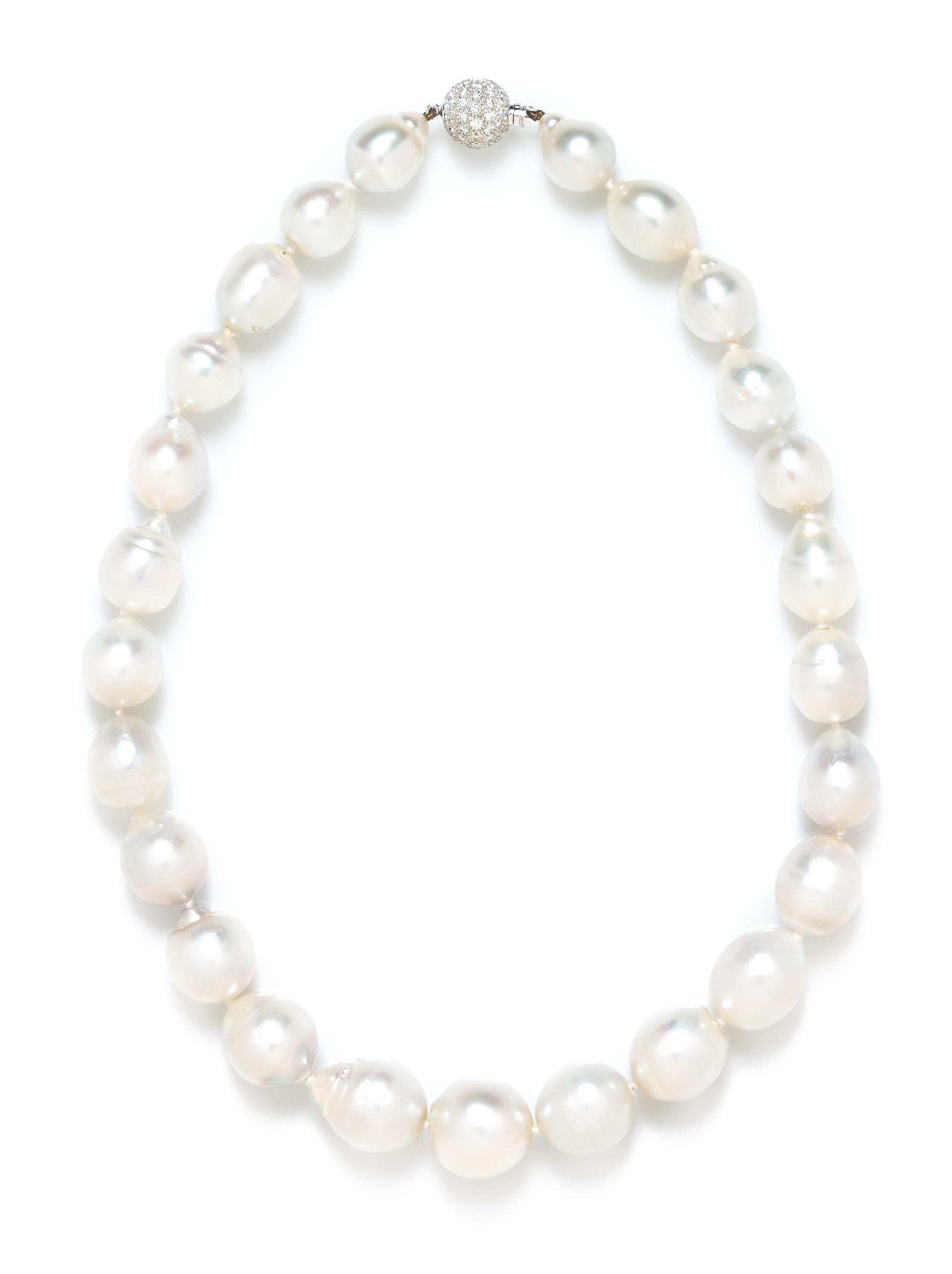 A White Gold, Diamond and Cultured South Sea Pearl Necklace,