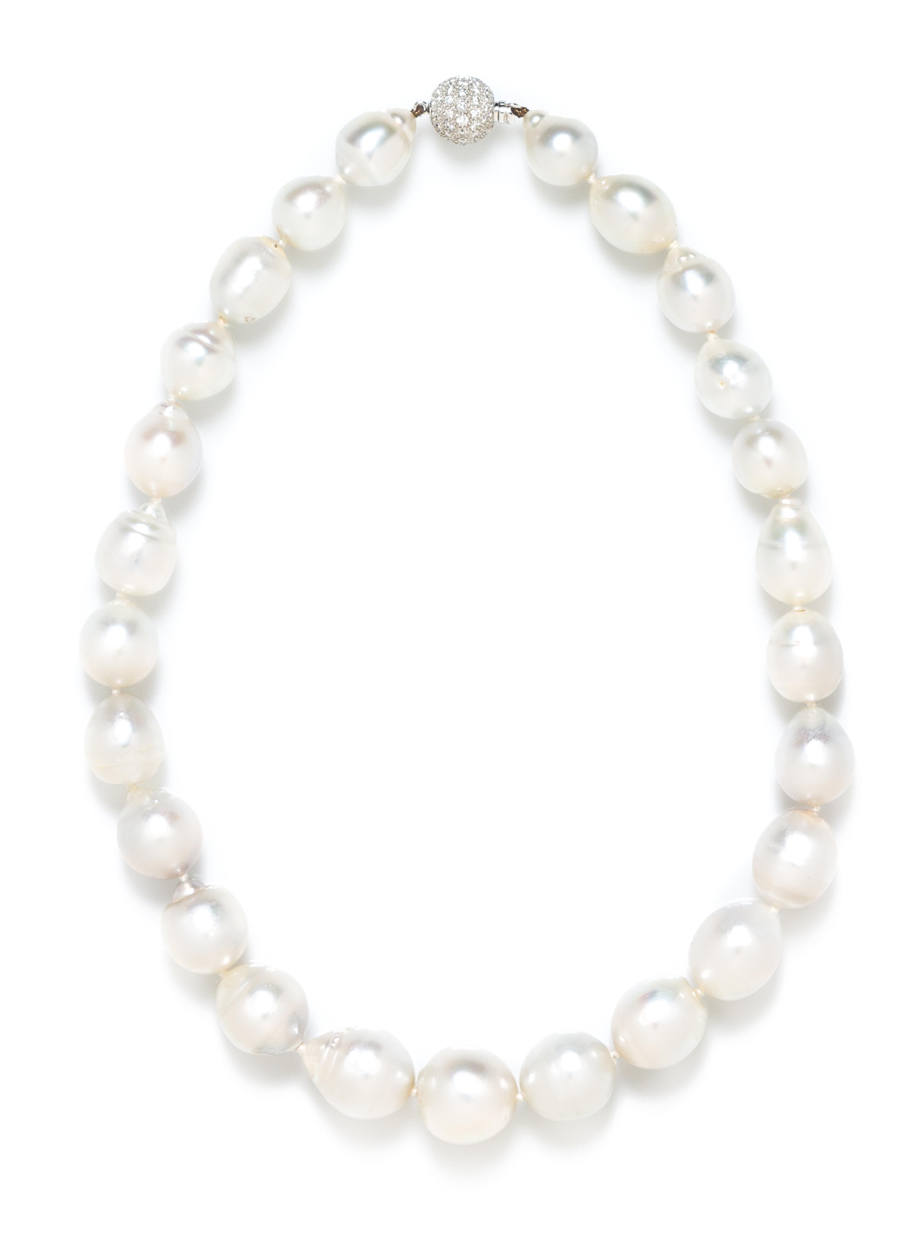 A White Gold, Diamond and Cultured South Sea Pearl Necklace,