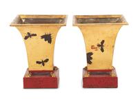 A Pair of Gilt Decorated Tôle Jardinières